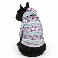 Monstera Tiare Plumeria Lei Pattern Pet Hoodie Purple Version