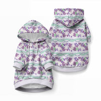 Monstera Tiare Plumeria Lei Pattern Pet Hoodie Purple Version