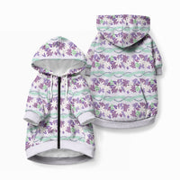 Monstera Tiare Plumeria Lei Pattern Pet Hoodie Purple Version