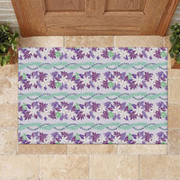 Monstera Tiare Plumeria Lei Pattern Rubber Doormat Purple Version LT01 Purple - Polynesian Pride