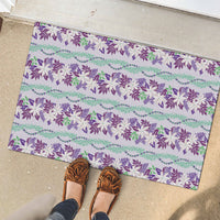 Monstera Tiare Plumeria Lei Pattern Rubber Doormat Purple Version LT01 - Polynesian Pride