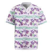 Monstera Tiare Plumeria Lei Pattern Rugby Jersey Purple Version LT01 Purple - Polynesian Pride