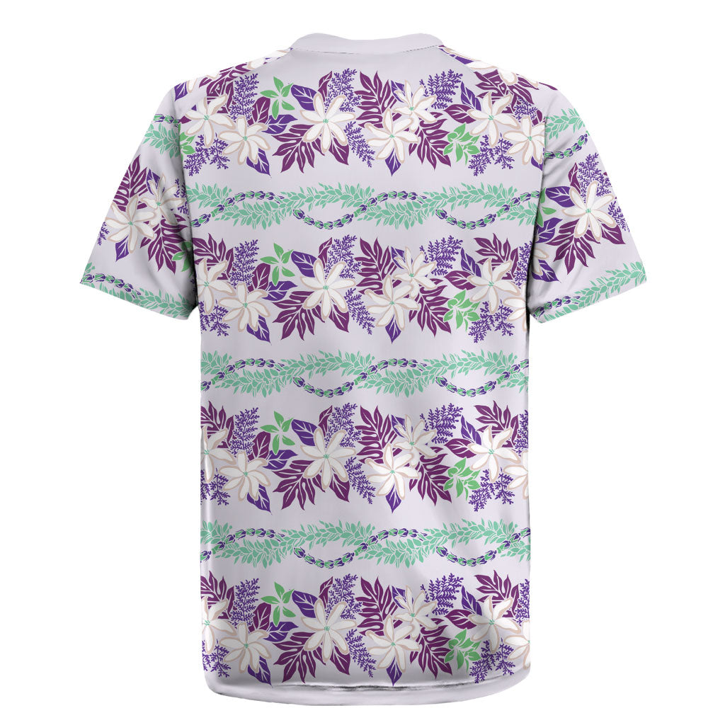 Monstera Tiare Plumeria Lei Pattern Rugby Jersey Purple Version LT01 - Polynesian Pride