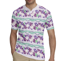 Monstera Tiare Plumeria Lei Pattern Rugby Jersey Purple Version LT01 - Polynesian Pride