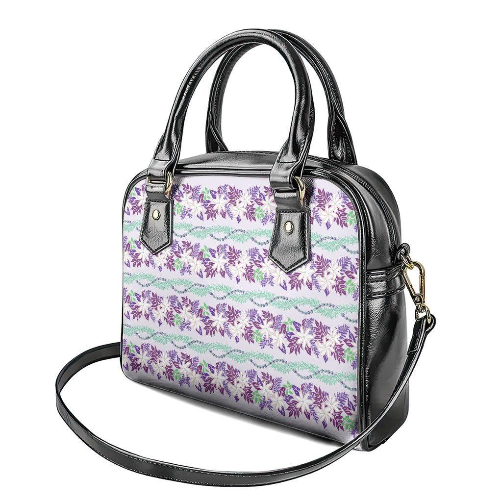 Monstera Tiare Plumeria Lei Pattern Shoulder Handbag Purple Version LT01 - Polynesian Pride