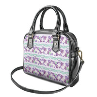 Monstera Tiare Plumeria Lei Pattern Shoulder Handbag Purple Version LT01 - Polynesian Pride