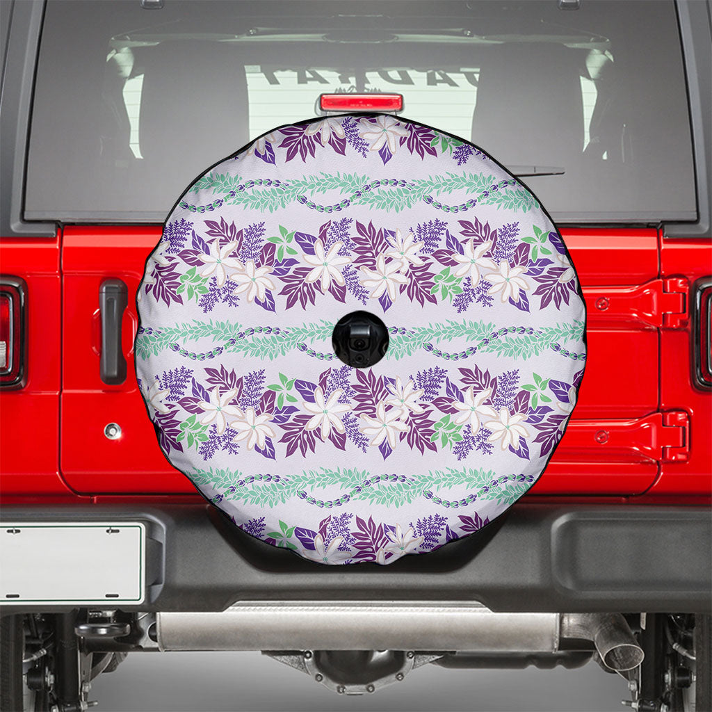 Monstera Tiare Plumeria Lei Pattern Spare Tire Cover Purple Version LT01 - Polynesian Pride