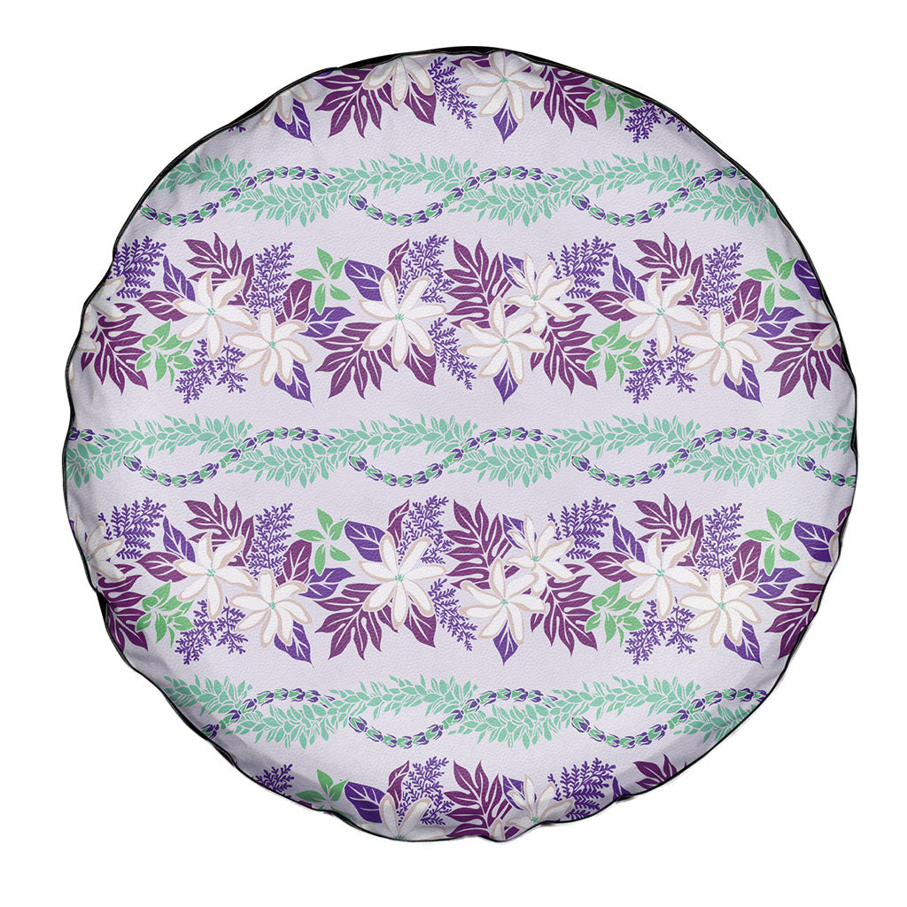 Monstera Tiare Plumeria Lei Pattern Spare Tire Cover Purple Version LT01 - Polynesian Pride