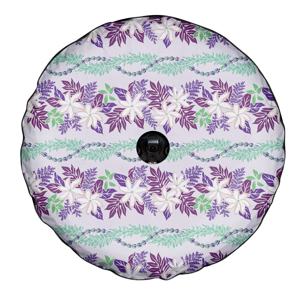 Monstera Tiare Plumeria Lei Pattern Spare Tire Cover Purple Version LT01 - Polynesian Pride