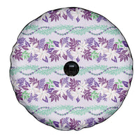Monstera Tiare Plumeria Lei Pattern Spare Tire Cover Purple Version LT01 - Polynesian Pride