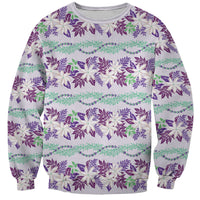 Monstera Tiare Plumeria Lei Pattern Sweatshirt Purple Version LT01 Unisex Purple - Polynesian Pride