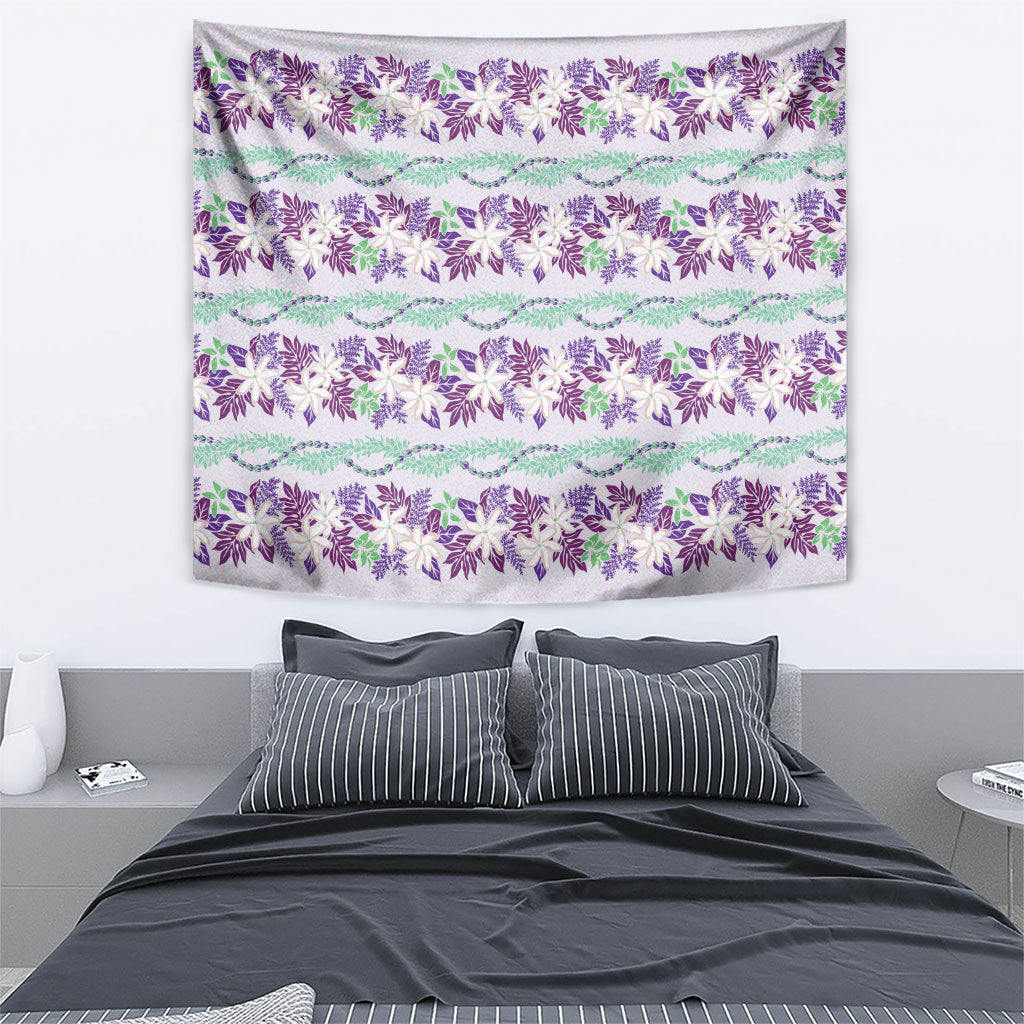 Monstera Tiare Plumeria Lei Pattern Tapestry Purple Version LT01 - Polynesian Pride