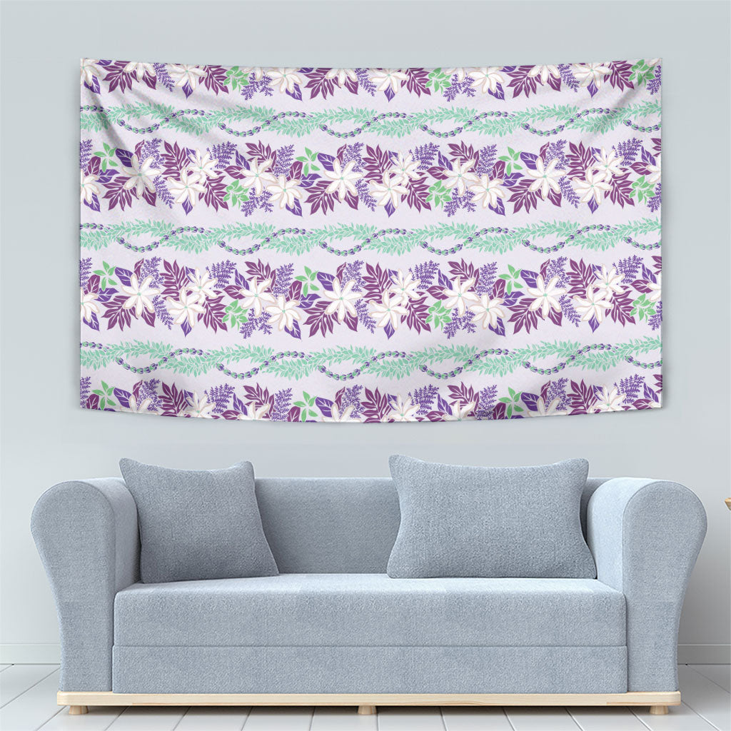 Monstera Tiare Plumeria Lei Pattern Tapestry Purple Version LT01 - Polynesian Pride