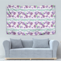 Monstera Tiare Plumeria Lei Pattern Tapestry Purple Version LT01 - Polynesian Pride