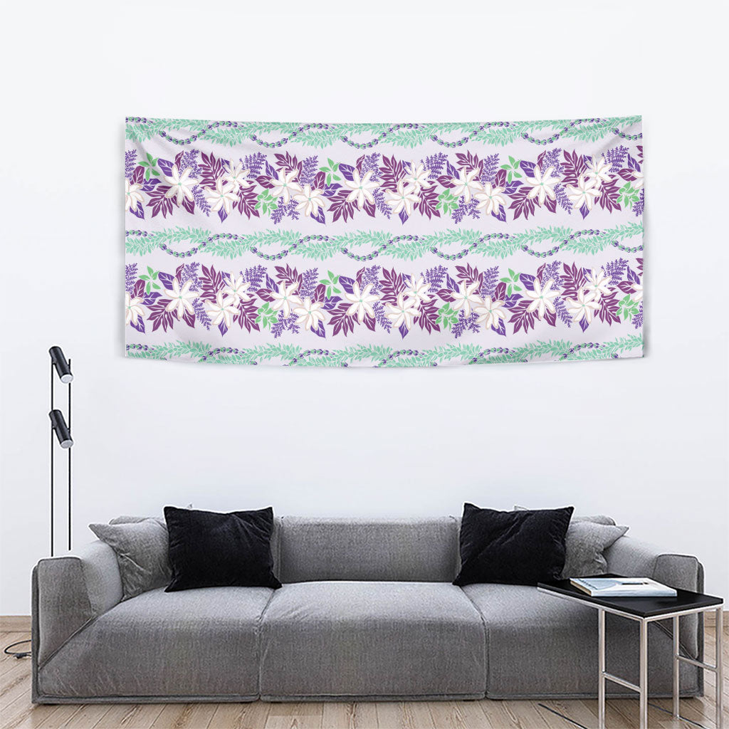 Monstera Tiare Plumeria Lei Pattern Tapestry Purple Version LT01 - Polynesian Pride