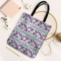 Monstera Tiare Plumeria Lei Pattern Tote Bag Purple Version LT01 Black Strap One Size Purple - Polynesian Pride
