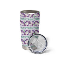 Monstera Tiare Plumeria Lei Pattern Tumbler Cup Purple Version LT01 - Polynesian Pride
