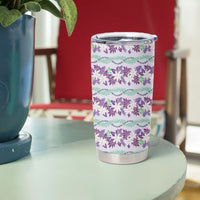 Monstera Tiare Plumeria Lei Pattern Tumbler Cup Purple Version LT01 - Polynesian Pride
