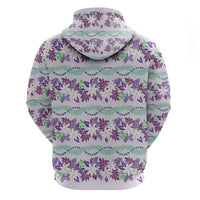 Monstera Tiare Plumeria Lei Pattern Zip Hoodie Purple Version LT01 - Polynesian Pride