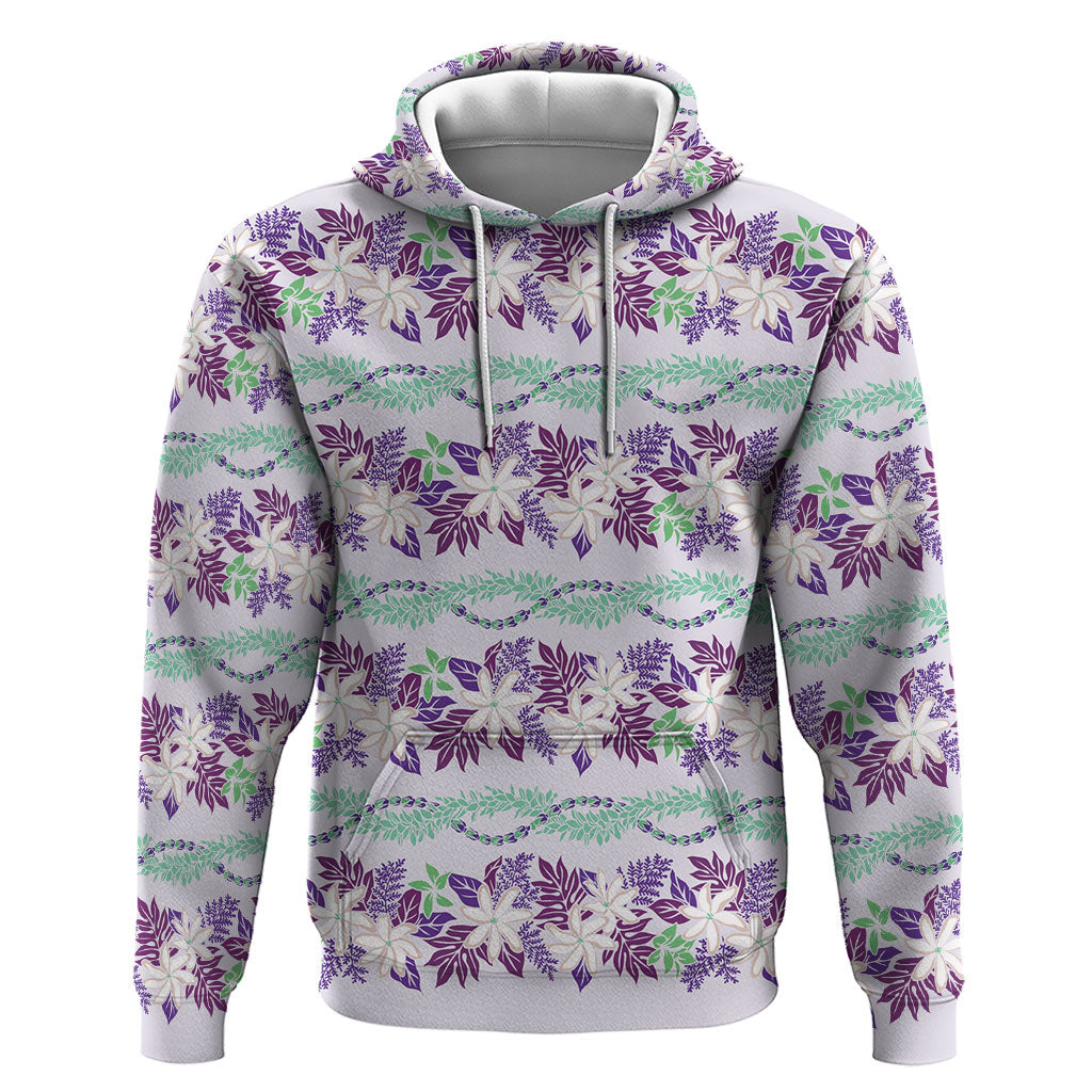 Monstera Tiare Plumeria Lei Pattern Zip Hoodie Purple Version LT01 Pullover Hoodie Purple - Polynesian Pride
