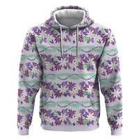 Monstera Tiare Plumeria Lei Pattern Zip Hoodie Purple Version LT01 Pullover Hoodie Purple - Polynesian Pride