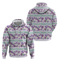 Monstera Tiare Plumeria Lei Pattern Zip Hoodie Purple Version LT01 - Polynesian Pride