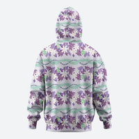 Monstera Tiare Plumeria Lei Pattern Zip Hoodie Purple Version LT01 - Polynesian Pride