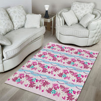 Monstera Tiare Plumeria Lei Pattern Area Rug Pink Version LT01 - Polynesian Pride