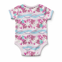 Monstera Tiare Plumeria Lei Pattern Baby Onesie Pink Version LT01 - Polynesian Pride