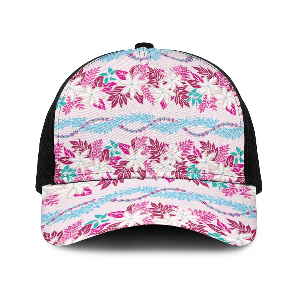 Monstera Tiare Plumeria Lei Pattern Baseball Net Cap Pink Version
