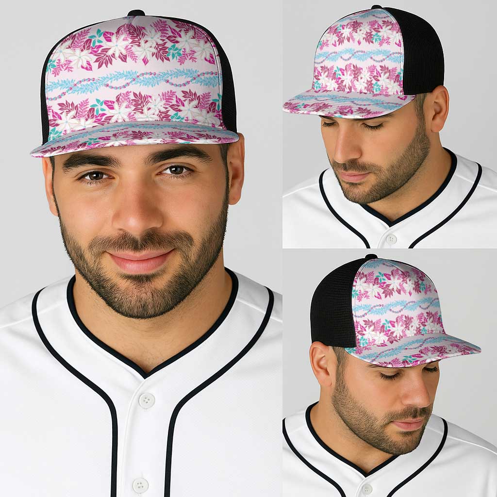 Monstera Tiare Plumeria Lei Pattern Baseball Net Cap Pink Version