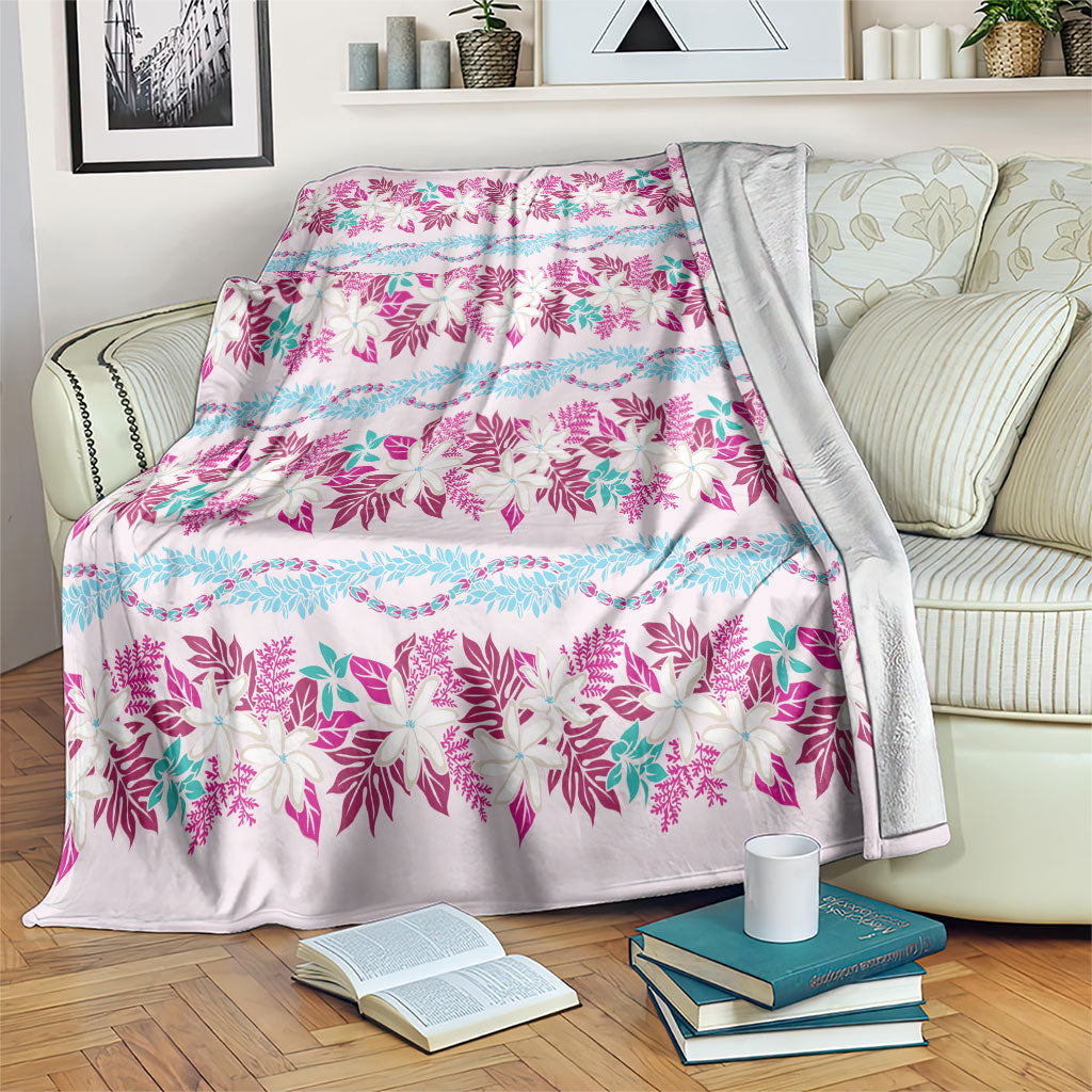 Monstera Tiare Plumeria Lei Pattern Blanket Pink Version LT01 Pink - Polynesian Pride