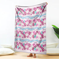 Monstera Tiare Plumeria Lei Pattern Blanket Pink Version LT01 - Polynesian Pride