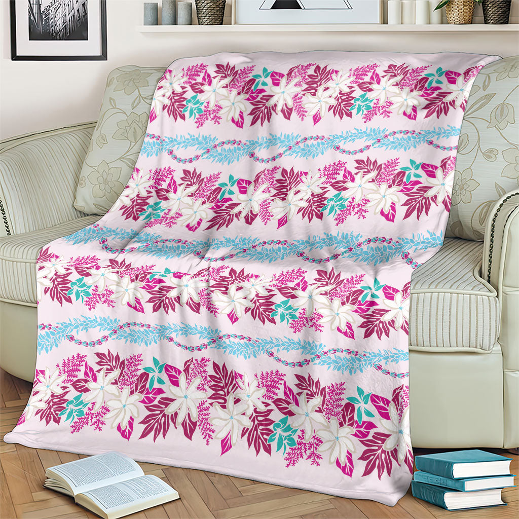 Monstera Tiare Plumeria Lei Pattern Blanket Pink Version LT01 - Polynesian Pride