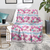 Monstera Tiare Plumeria Lei Pattern Blanket Pink Version LT01 - Polynesian Pride