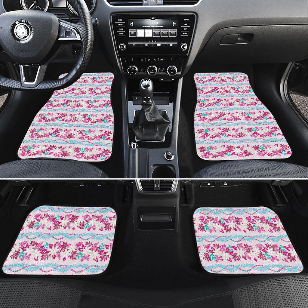 Monstera Tiare Plumeria Lei Pattern Car Mats Pink Version