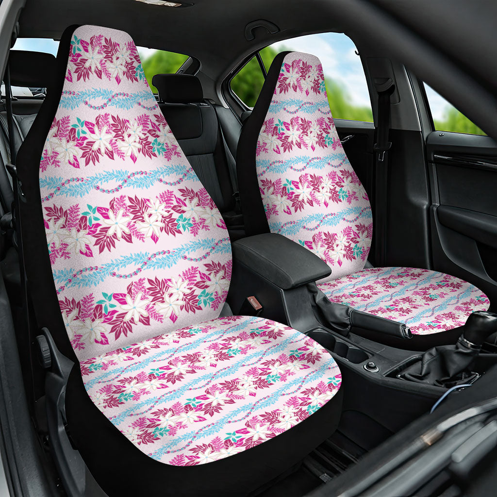 Monstera Tiare Plumeria Lei Pattern Car Seat Cover Pink Version LT01 One Size Pink - Polynesian Pride