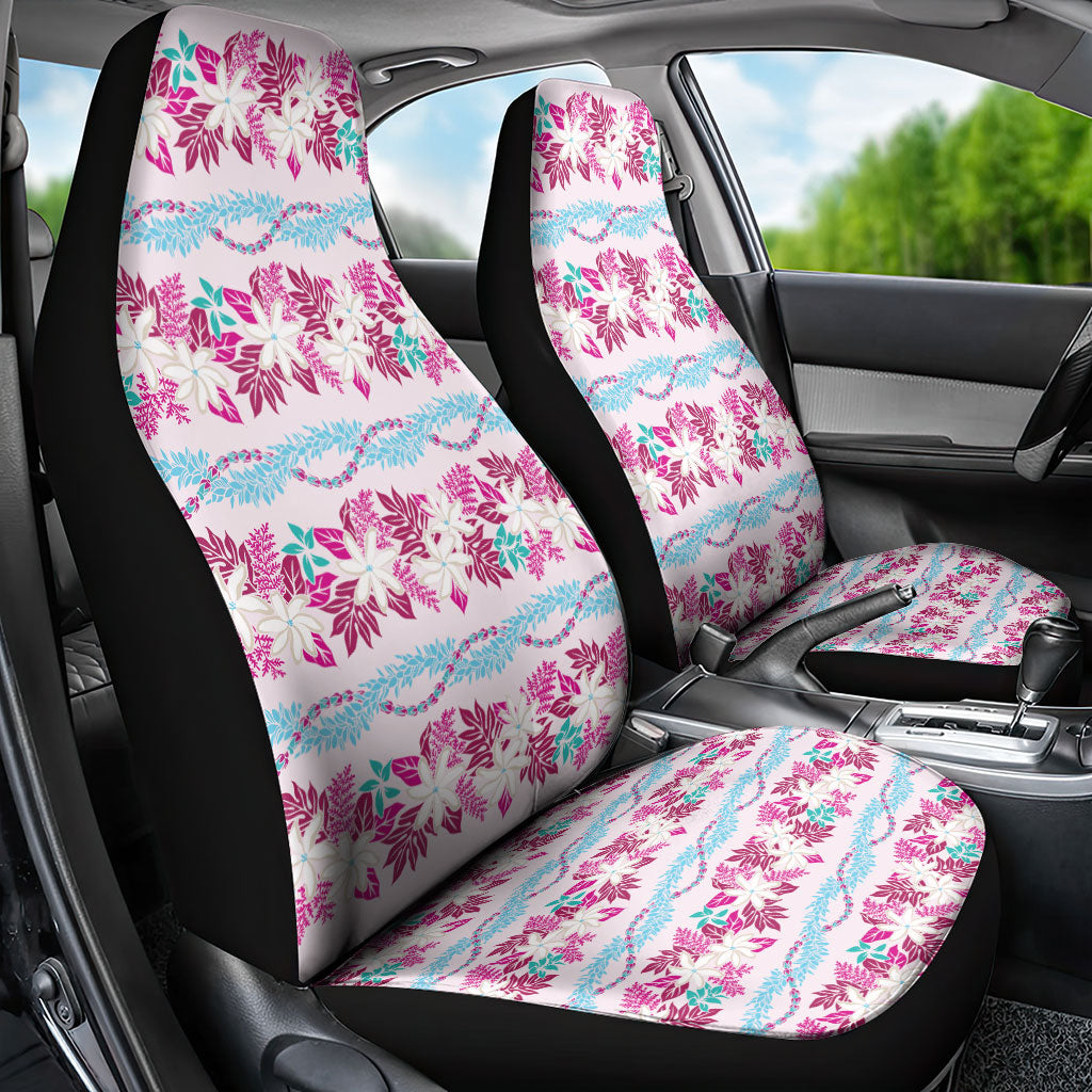 Monstera Tiare Plumeria Lei Pattern Car Seat Cover Pink Version LT01 - Polynesian Pride