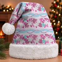 Monstera Tiare Plumeria Lei Pattern Christmas Santa Hat Pink Version