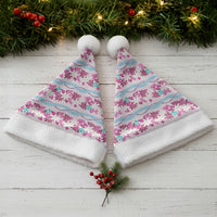 Monstera Tiare Plumeria Lei Pattern Christmas Santa Hat Pink Version