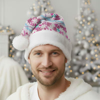 Monstera Tiare Plumeria Lei Pattern Christmas Santa Hat Pink Version