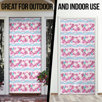 Monstera Tiare Plumeria Lei Pattern Door Cover Pink Version LT01 - Polynesian Pride