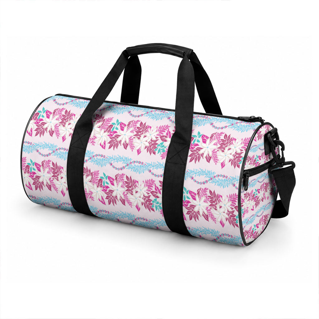 Monstera Tiare Plumeria Lei Pattern Duffle Bag Pink Version LT01 - Polynesian Pride