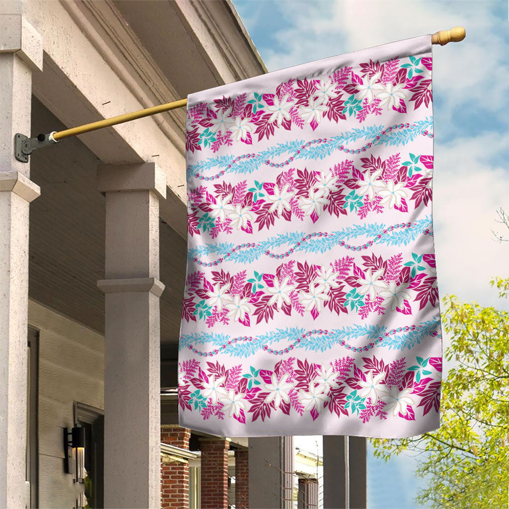 Monstera Tiare Plumeria Lei Pattern Garden Flag Pink Version LT01 House Flag Pink - Polynesian Pride