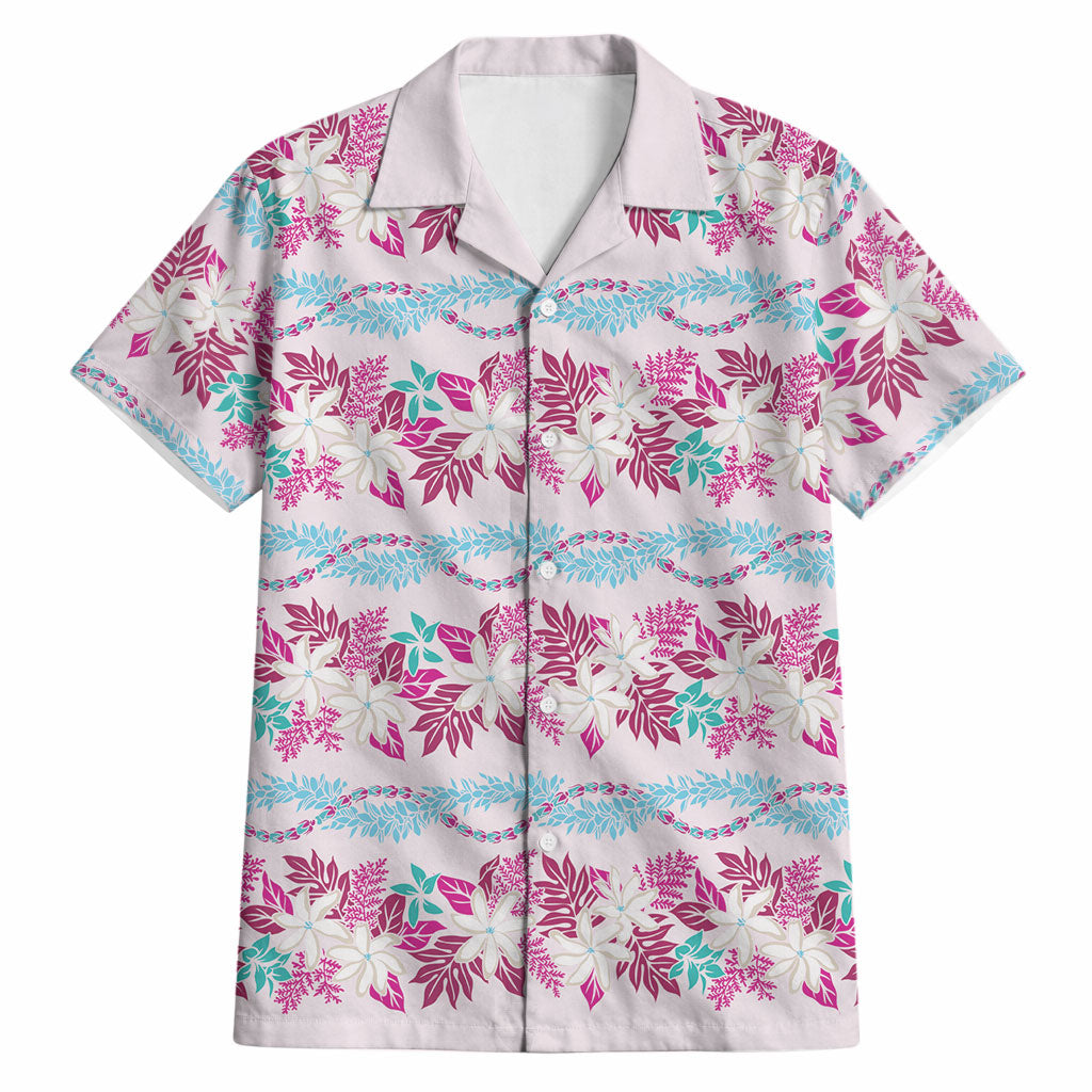 Monstera Tiare Plumeria Lei Pattern Hawaiian Shirt Pink Version LT01 Pink - Polynesian Pride