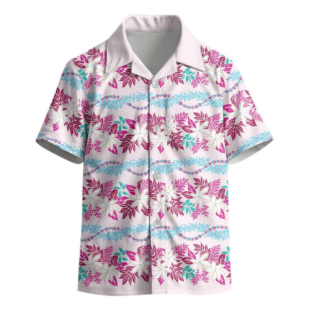 Monstera Tiare Plumeria Lei Pattern Kid Hawaiian Shirt Pink Version LT01 - Polynesian Pride