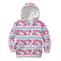 Monstera Tiare Plumeria Lei Pattern Kid Hoodie Pink Version LT01 Hoodie Pink - Polynesian Pride