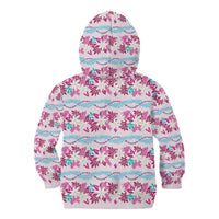 Monstera Tiare Plumeria Lei Pattern Kid Hoodie Pink Version LT01 - Polynesian Pride