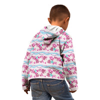 Monstera Tiare Plumeria Lei Pattern Kid Hoodie Pink Version LT01 - Polynesian Pride