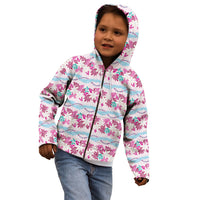 Monstera Tiare Plumeria Lei Pattern Kid Hoodie Pink Version LT01 - Polynesian Pride